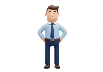 Obraz premium 3D Illustration of Cartoon businessman standing confidently isolated on white background