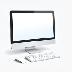 Fototapeta premium 3D Model of Desktop Computer High-Resolution Icon of PC with Keyboard and Mouse