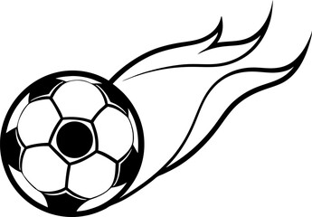 Soccer Ball With Flame Line Art Vector Illustration