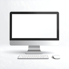 Fototapeta premium Sleek Modern Desktop Computer Setup All-in-One PC with Wireless Keyboard and Mouse