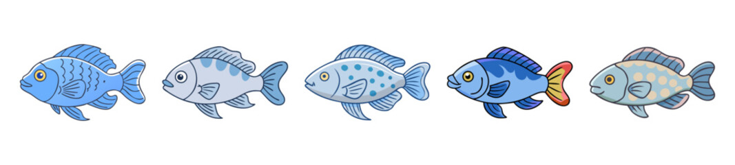 dwarf cichlid fish icon, dwarf cichlid fish line art - simple line art of dwarf cichlid fish, perfect for dwarf cichlid fish logos and icons