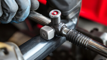 Mechanic Adjusting a Bolt on Industrial Machinery