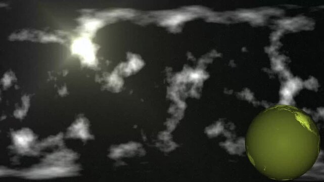 Moonlit night with fleecy clouds passes on dark blue sky