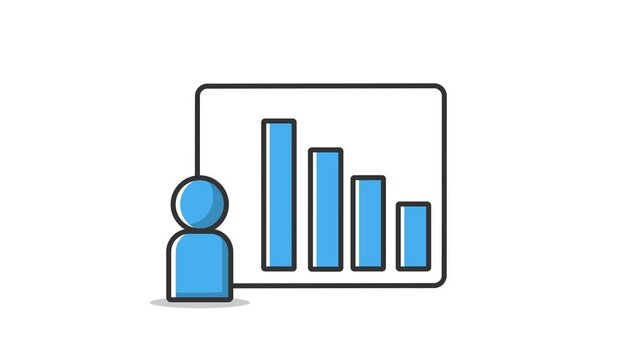 Businessman Presenting Decreasing Business Chart animation representing business growth or lost or failure - Business Concept Animated Motion Graphic