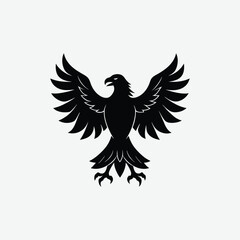 Minimalist Black Eagle Silhouette on White Background – Clean High-Contrast Vector Design for Prints & Logos