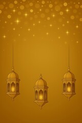Golden Ramadan Lanterns Hanging Decor Festive Lights