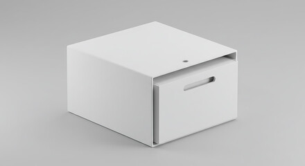 Modern White Cube Storage Unit with Single Drawer - Minimalist Design