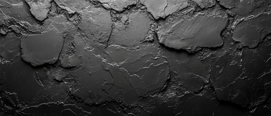 Fototapeta premium Dark, layered material with cracks and rough texture creates a mysterious geological pattern