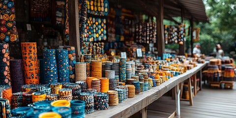 Obraz premium Vibrant Handcrafted Goods at an Outdoor Market