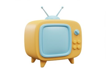 3D Illustration of Retro cartoon television with yellow body isolated on white background