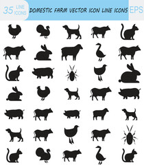 Farm animal silhouette Domestic animal vector