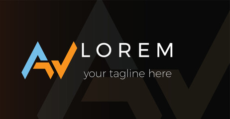 Initial AW logo. Blue and gold logo design. Flat design logo template elements. Can be used for brand and business logos.