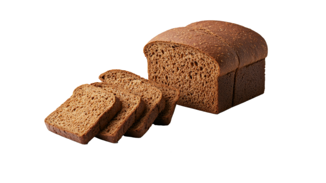 Whole grain bread loaf with slices displayed, showcasing its texture and rich brown color, highlighting impact of bakery technology on improving nutrition