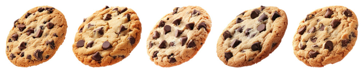 PNG Delicious chocolate chip cookies assortment, element set on transparent background