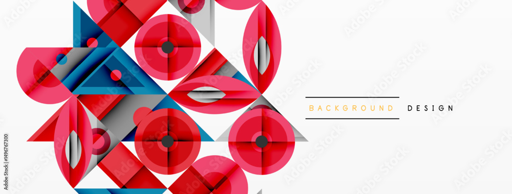 Poster abstract geometric shapes, red blue tones, layered design. modern background element for various pro