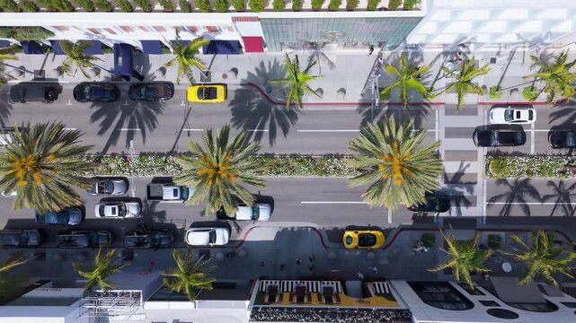 Top-Down Drone View of Rodeo Drive, Beverly Hills