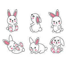 set of Rabbit/Bunny Vector