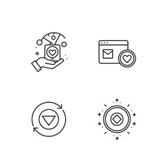 Minimalist line icons representing love social media web application features