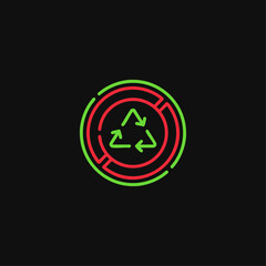  Not recyclable icon logo flat vector design 