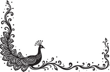 Fototapeta premium Elegant Peacock Silhouette Set