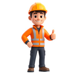 Cheerful Builder Approval: A smiling builder, adorned in essential safety gear, expresses approval with a confident thumbs-up, representing positivity in the construction sphere.