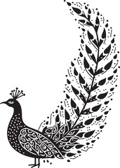 Fototapeta premium Elegant Peacock Silhouette Set
