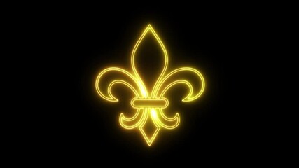 Golden fleur-de-lis symbol on black background with glowing effect   - Powered by Adobe