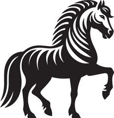 Black and White Berber Horse Vector Illustration – High-Quality Line Art Design