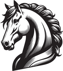 Black and White Berber Horse Vector Illustration – High-Quality Line Art Design