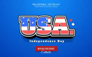 Independence Day of the USA 3d text effect editable