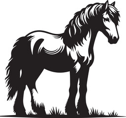 Black and White Berber Horse Vector Illustration – High-Quality Line Art Design