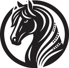 Black and White Berber Horse Vector Illustration – High-Quality Line Art Design