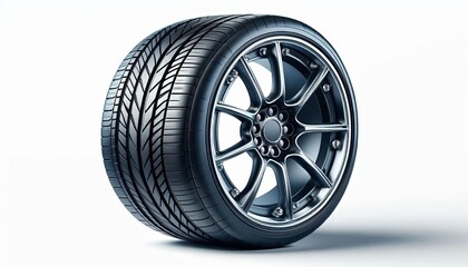 Obraz premium New car tires, realistic, isolated on white background.