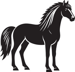 Black and White Berber Horse Vector Illustration – High-Quality Line Art Design