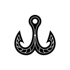 creative details Outline silhouette Empty fish hook icon vector illustration 