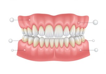 Obraz premium Illustration of a full set of dentures with markers