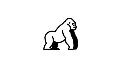Obraz premium Stylized gorilla, monochrome design on white background