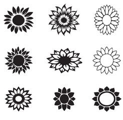  sunflower vector image black and white