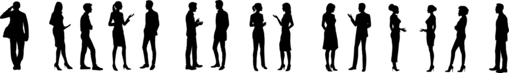 Vektor Silhouetten Körper Set - Business Personen in Teams - Gruppe von Kollegen - Kommunikation mit Gestik und Mimik
