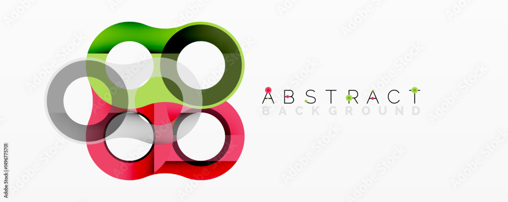 Poster Colorful overlapping circles create modern abstract design. Gradient shades add depth, visual interest. Simple, clean aesthetic.