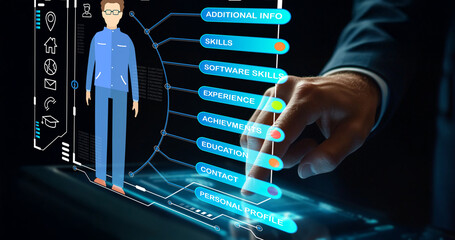 Digital Interaction with a Virtual Profile Displaying Skills, Achievements, and Education Information in a Modern User Interface