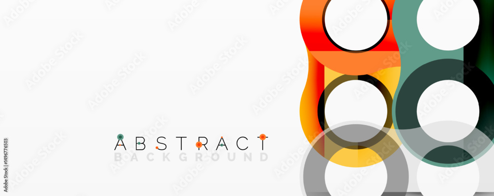Poster Modern abstract design. Overlapping circles create colorful geometric pattern. White background provides clean visual space.