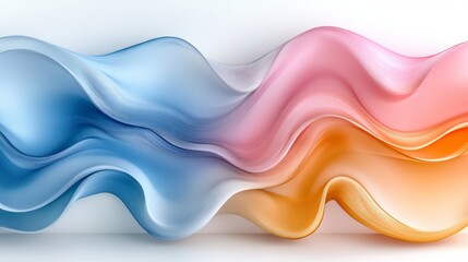 Abstract Flowing Colors:  Swirling blend of pastel blue, pink and orange hues creating a dynamic, abstract art piece with a sense of fluidity and movement.