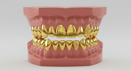Golden teeth on a dental model