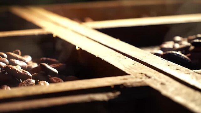 Cocoa Beans Ready for Processing Close-Up Agricultural