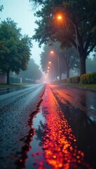 Intense heat wave causes asphalt to melt under torrential downpour, creating surreal steamy scene Bizarre weather phenomenon , water, global warming