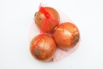 red onions on a white background