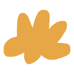 Abstract yellow flower. Doodle element. Isolated on transparent background. 