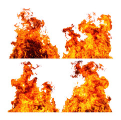 Dynamic Fire Explosion with Vibrant Orange and Red Flames, Isolated on Transparent Background