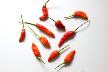 red hot chili peppers on a white background
